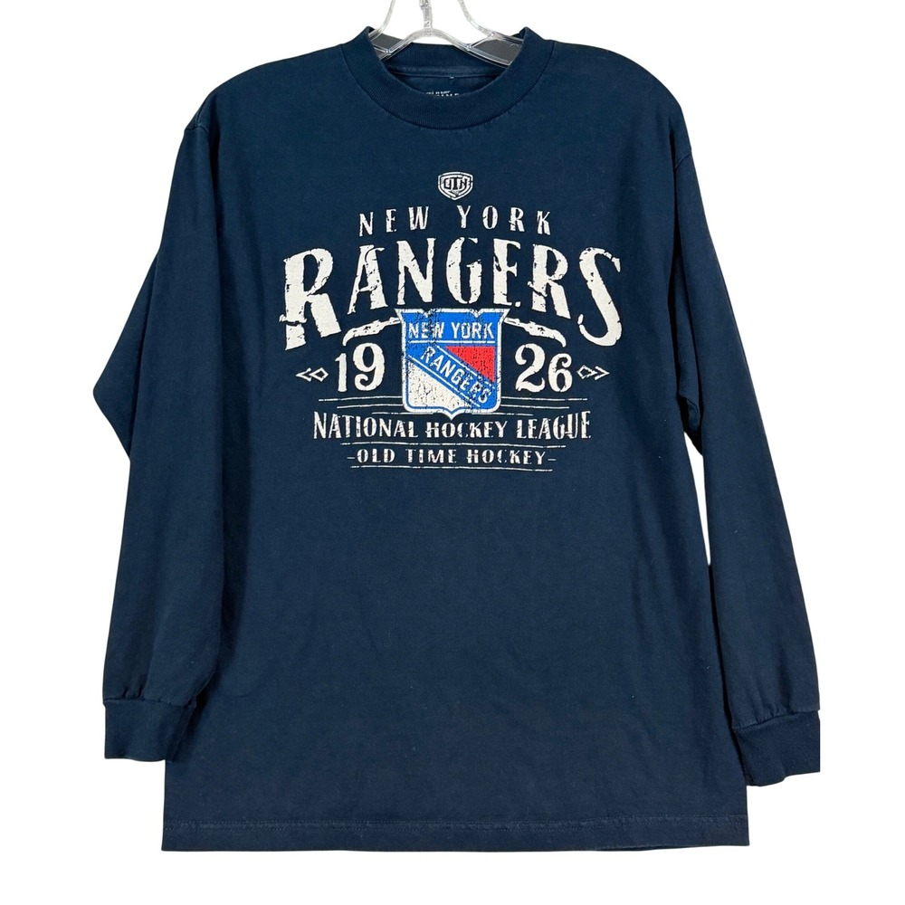 Old Time Hockey New York Rangers Navy Long Sleeve Graphic Shirt Mens Medium NHL